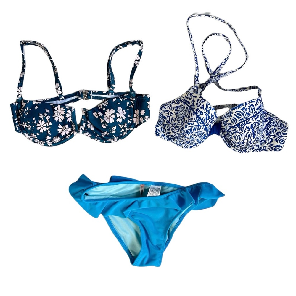 Bundle of 3 Forever 21 Aerie Shein Nylon Surf Beach Swimsuit Cute Swimwear EUC S